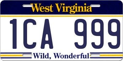 WV license plate 1CA999