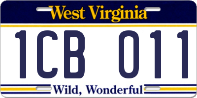 WV license plate 1CB011