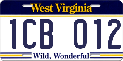 WV license plate 1CB012