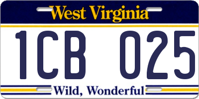 WV license plate 1CB025