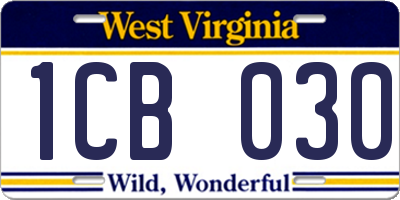 WV license plate 1CB030
