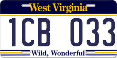 WV license plate 1CB033