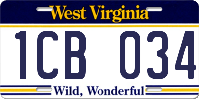WV license plate 1CB034