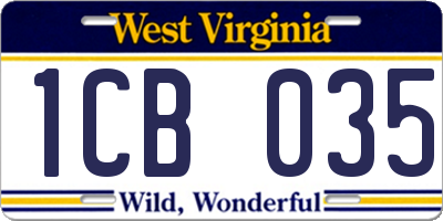WV license plate 1CB035