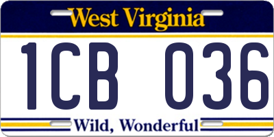 WV license plate 1CB036