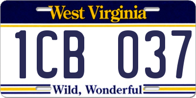 WV license plate 1CB037