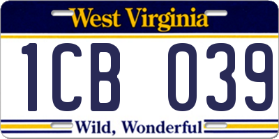 WV license plate 1CB039