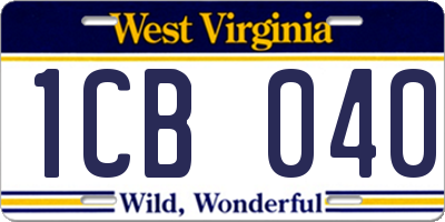 WV license plate 1CB040