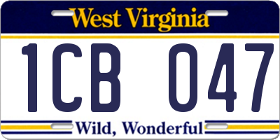 WV license plate 1CB047