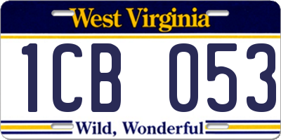 WV license plate 1CB053