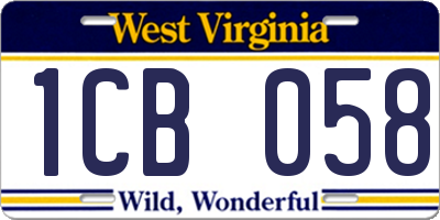WV license plate 1CB058