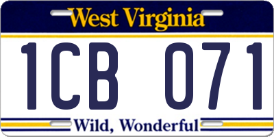 WV license plate 1CB071