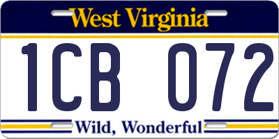 WV license plate 1CB072