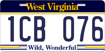 WV license plate 1CB076