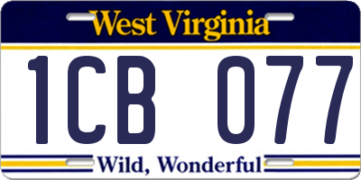 WV license plate 1CB077
