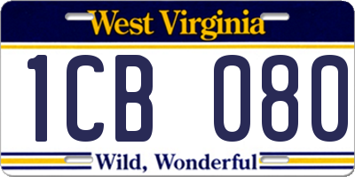 WV license plate 1CB080