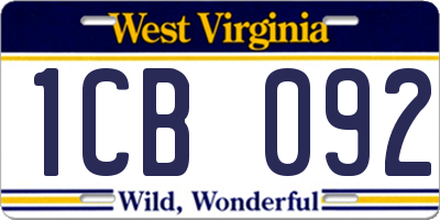 WV license plate 1CB092