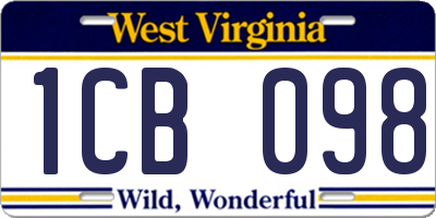 WV license plate 1CB098
