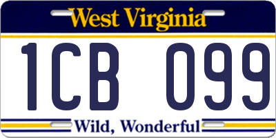 WV license plate 1CB099