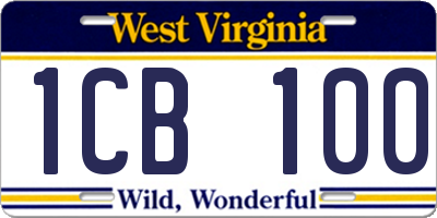 WV license plate 1CB100
