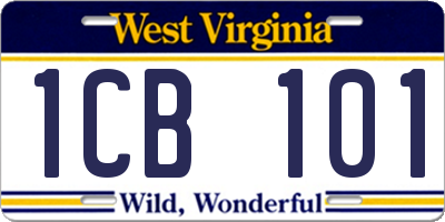 WV license plate 1CB101