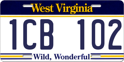 WV license plate 1CB102