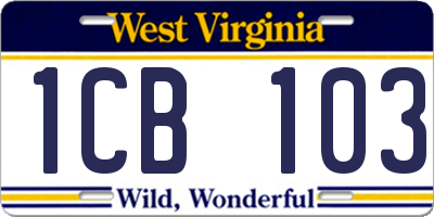 WV license plate 1CB103
