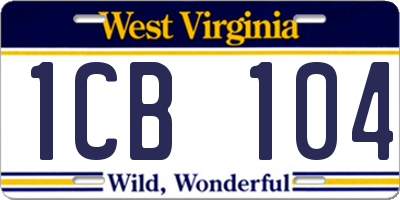 WV license plate 1CB104