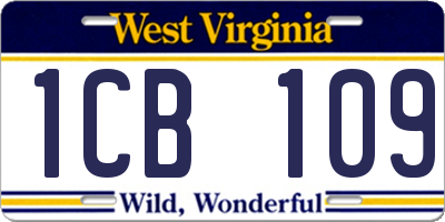 WV license plate 1CB109