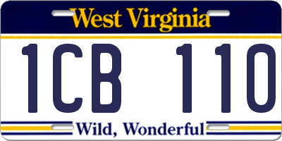 WV license plate 1CB110
