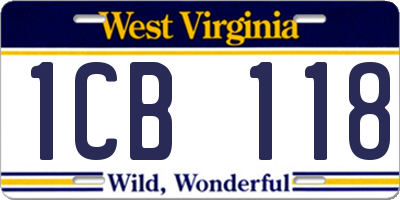 WV license plate 1CB118
