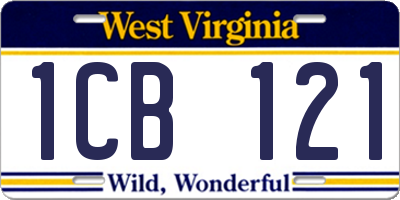 WV license plate 1CB121