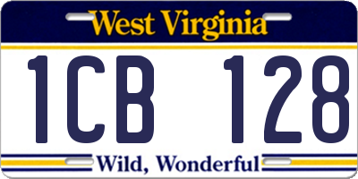 WV license plate 1CB128