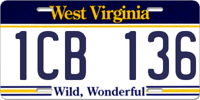 WV license plate 1CB136
