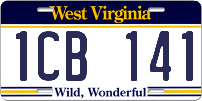 WV license plate 1CB141