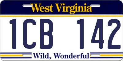 WV license plate 1CB142