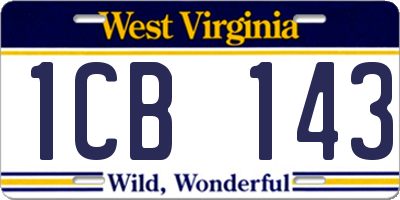 WV license plate 1CB143