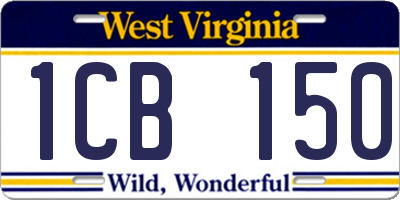 WV license plate 1CB150