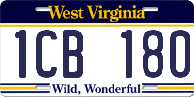 WV license plate 1CB180