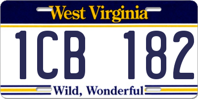 WV license plate 1CB182