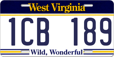 WV license plate 1CB189