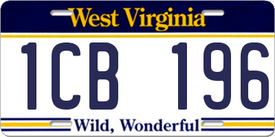 WV license plate 1CB196