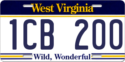 WV license plate 1CB200