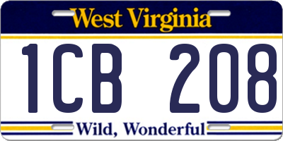 WV license plate 1CB208