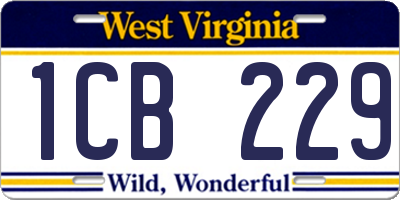 WV license plate 1CB229
