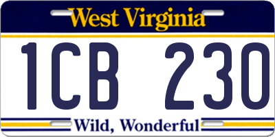 WV license plate 1CB230