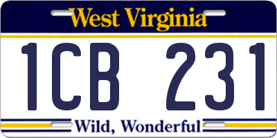 WV license plate 1CB231