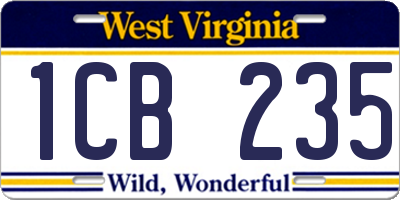 WV license plate 1CB235