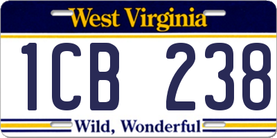 WV license plate 1CB238