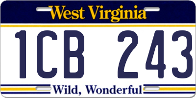 WV license plate 1CB243